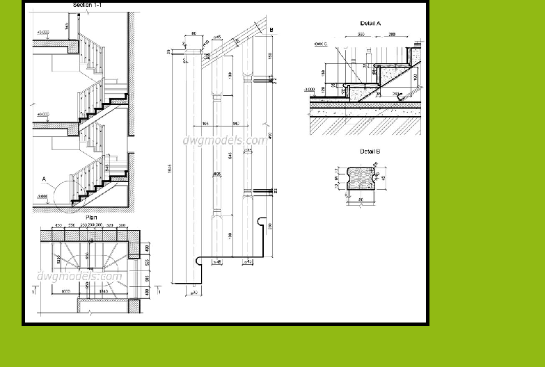 Component and Assembly drawing: Staircase and parapet